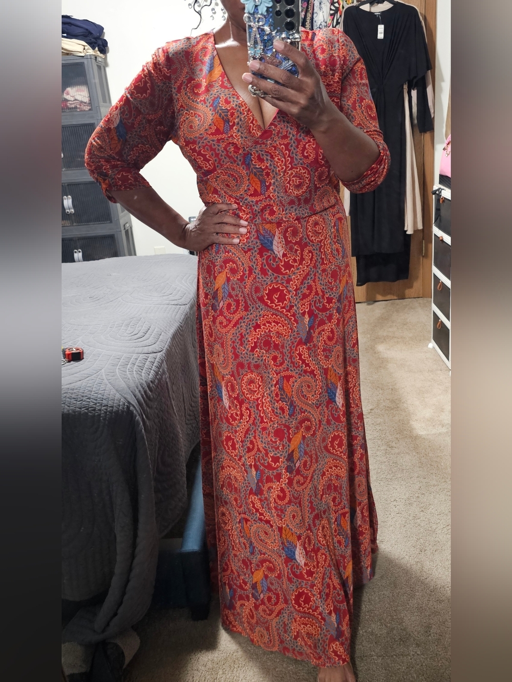 Red Paisley Maxi Dress - Picture 13 of 14
